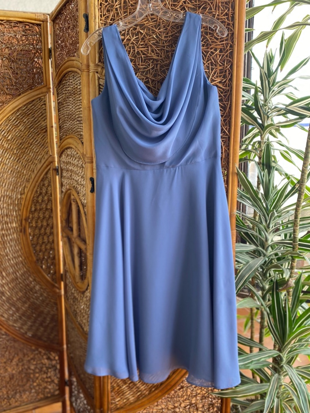 JJ’S House Women's Draped Neck Blue Dress New Without Tags.
